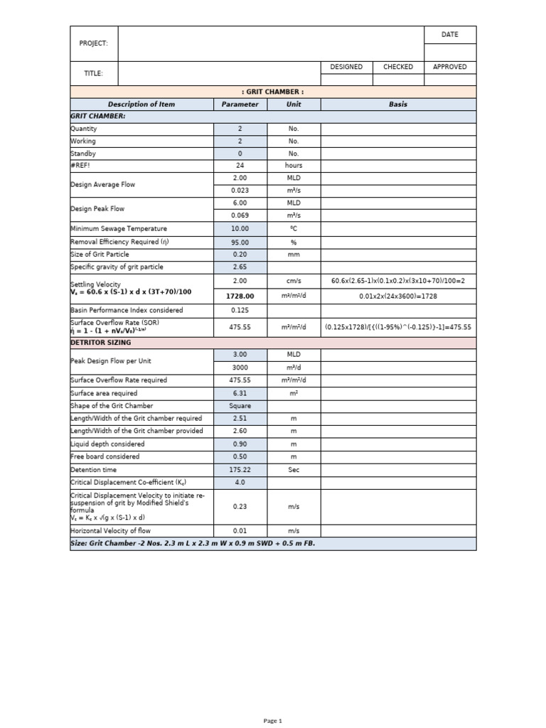 Grit Chamber Design Specifications | PDF | Soft Matter | Physical ...