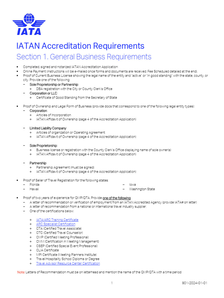 IATAN Accreditation Requirements Guide | PDF | Limited Liability ...