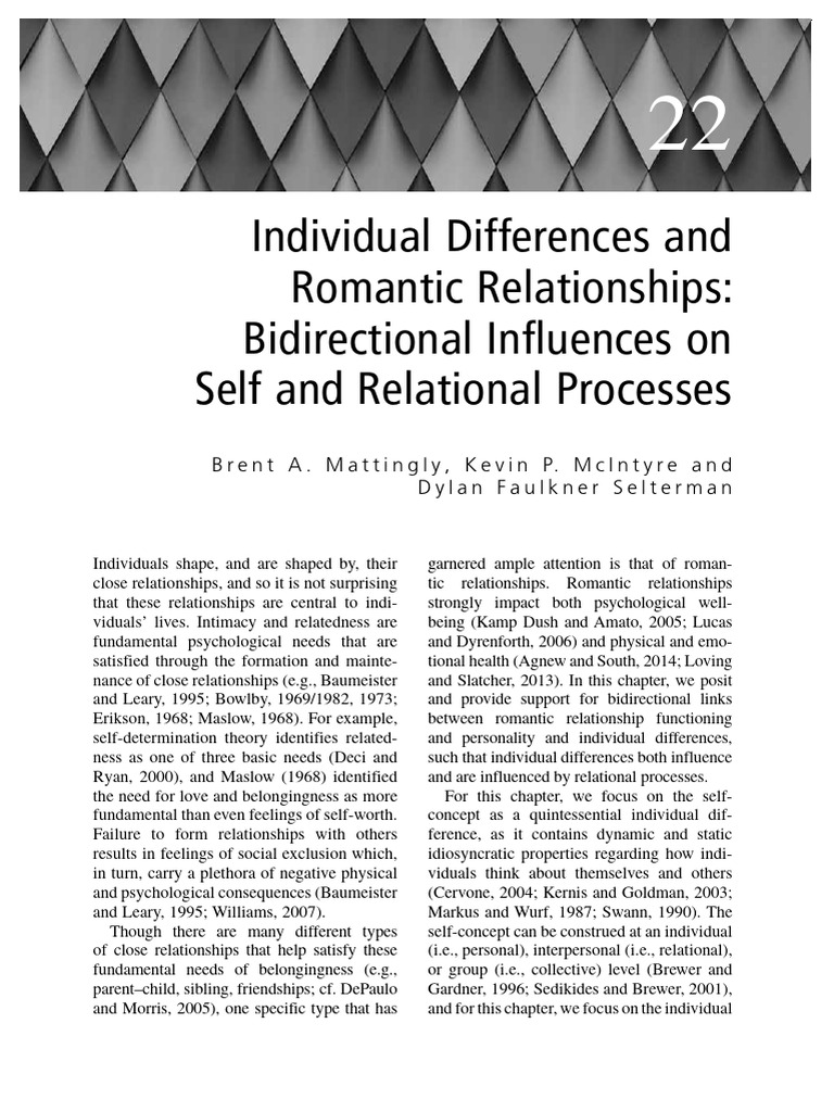 Individual Differences in Romantic Relationships | PDF | Attachment ...