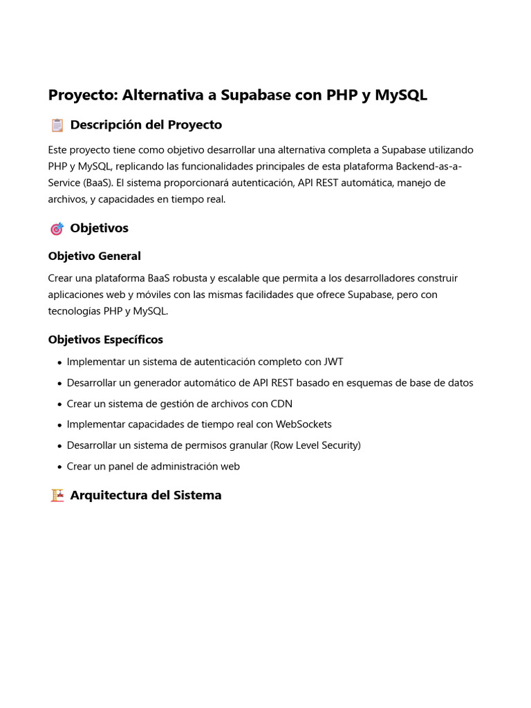 Alternativa a Supabase con PHP y MySQL | PDF | Mi sql | Gestión de datos