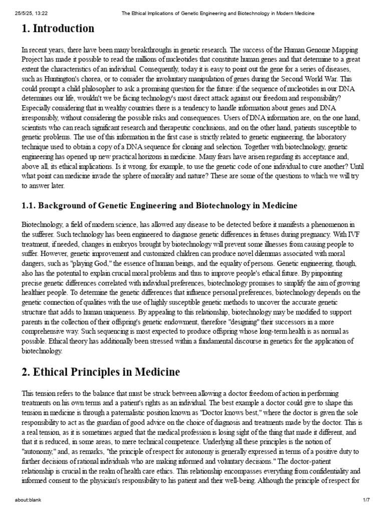The Ethical Implications of Genetic Engineering and Biotechnology in ...