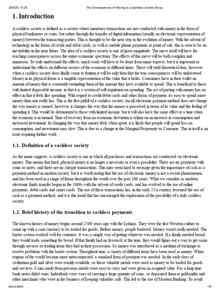 Impacts of a Cashless Society | PDF | Money | Credit Card