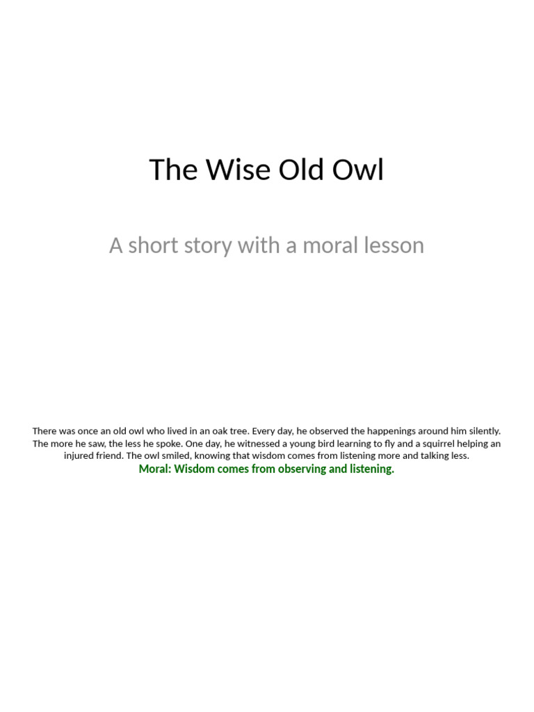Wisdom from the Wise Old Owl | PDF