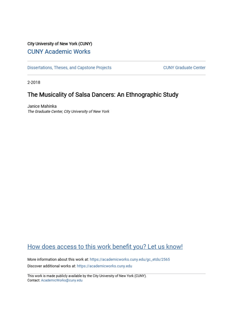 The Musicality of Salsa Dancers - An Ethnographic Study | PDF | Dances ...