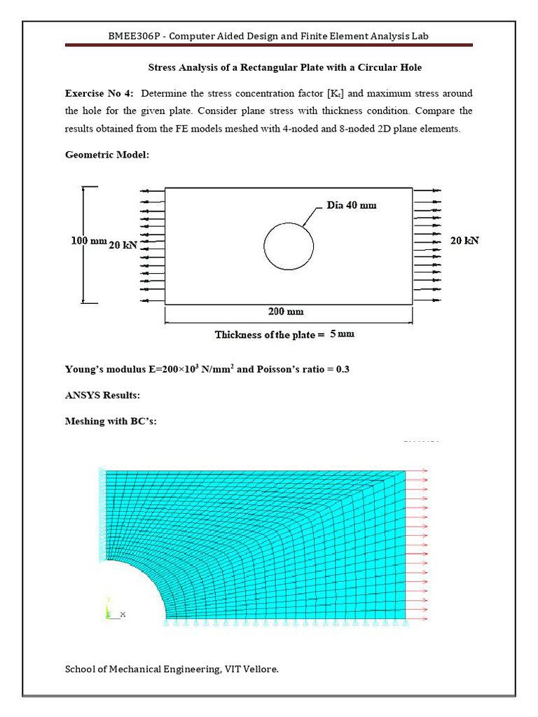 Stress Analysis of Plate with Hole | PDF