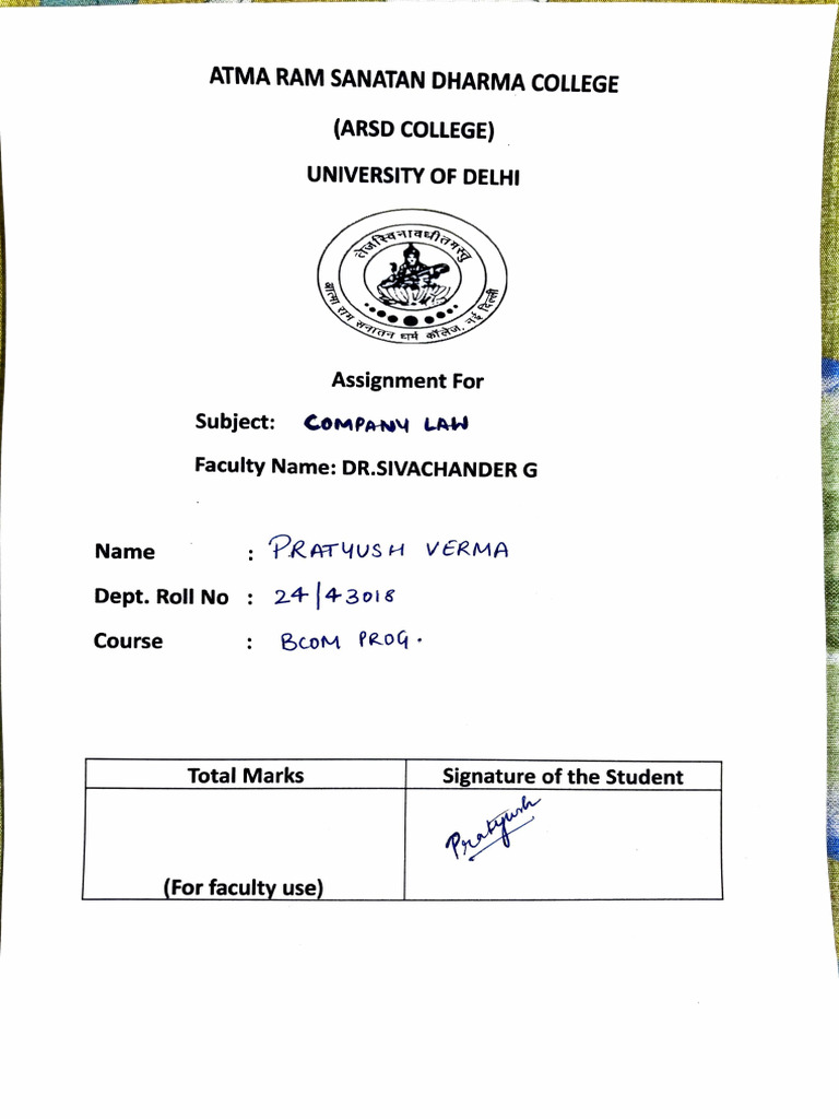 ARSD College Assignment Submission | PDF