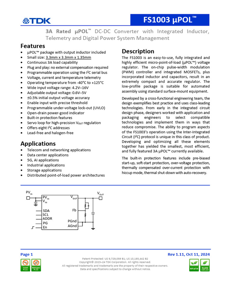 fs1003 Datasheet | PDF | Manufactured Goods | Electrical Components