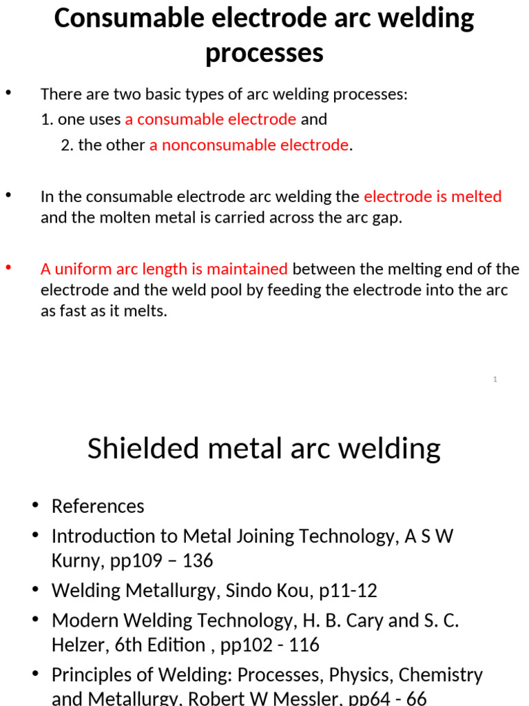 Consumable Electrode Arc Welding Overview | PDF | Welding | Construction