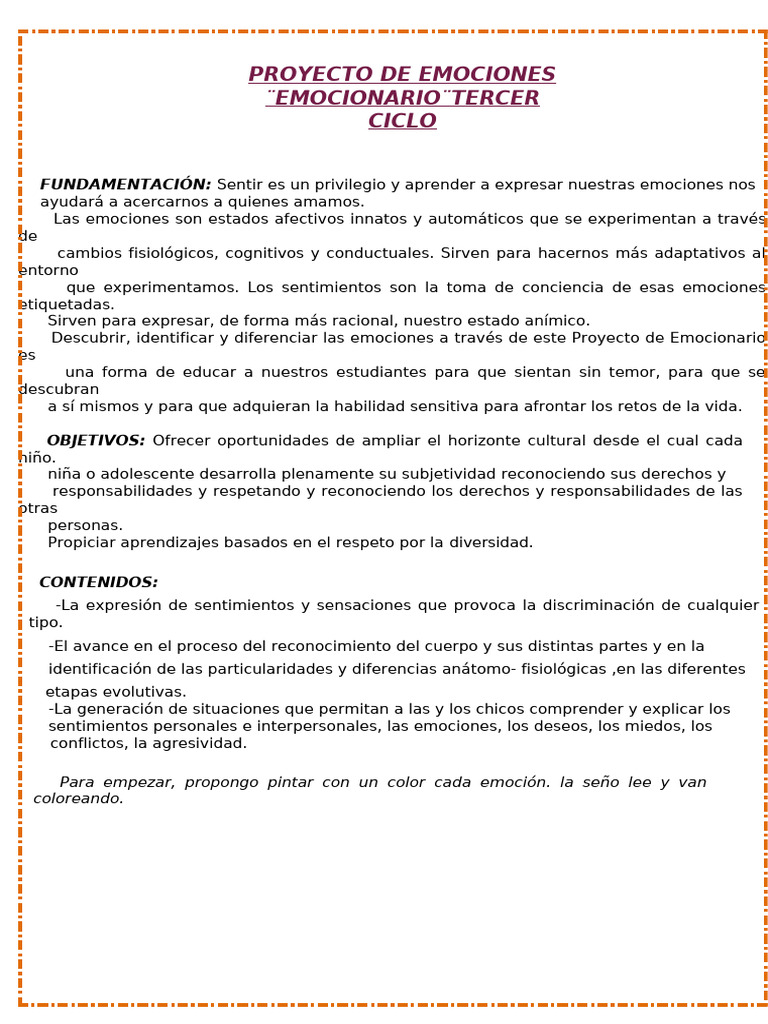 Proyecto de Emociones | PDF | Las emociones | Amor