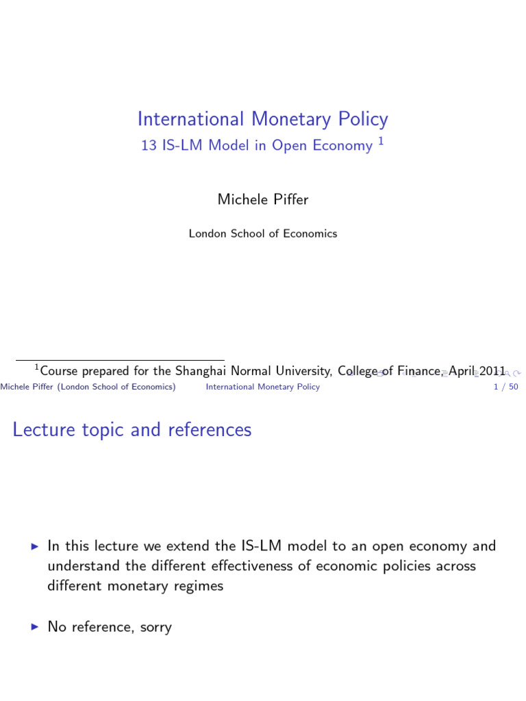13 IS-LM Model in Open Economy | PDF | Monetary Policy | Exchange Rate