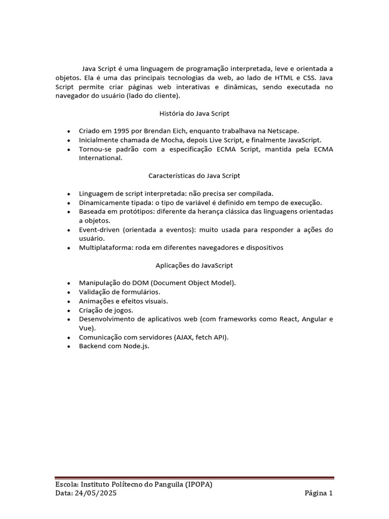 Java Script É Uma Linguagem de Programação Interpretada - 071942 | PDF