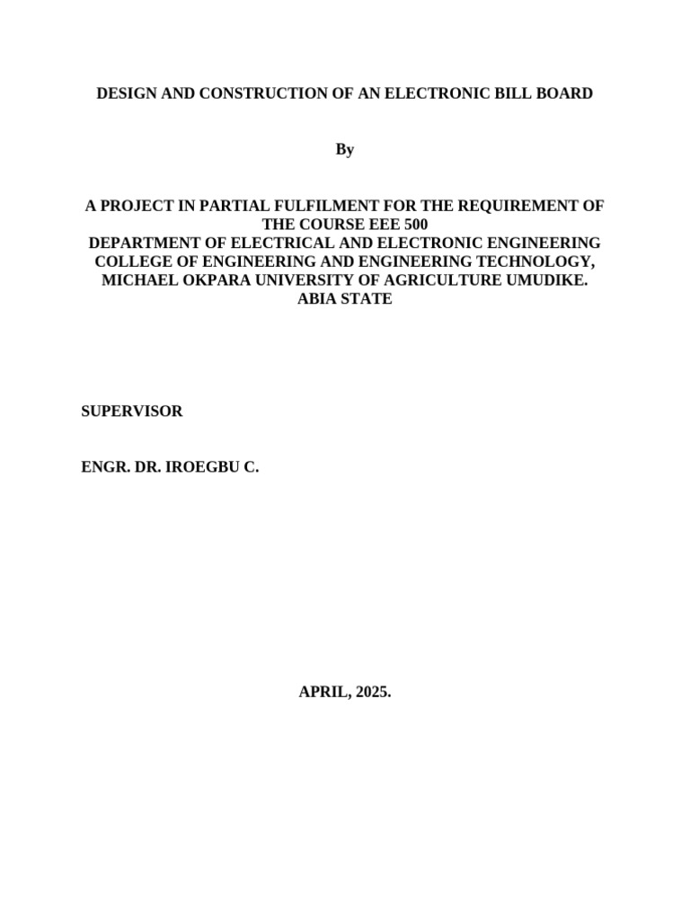 Design and Construction of An Electronic Bill Board - 2025 | PDF ...