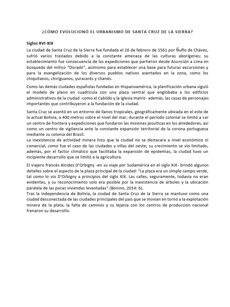 Evolución del Urbanismo en Santa Cruz | PDF | Bolivia