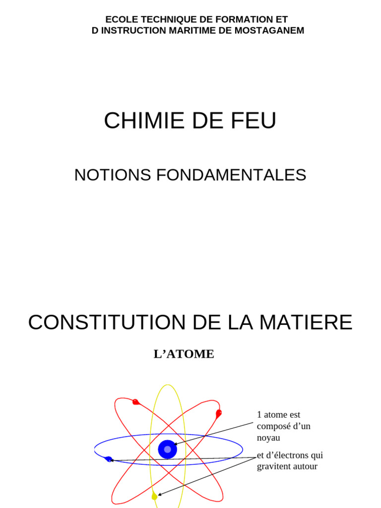 Notions de chimie des états de la matière | PDF | La combustion ...