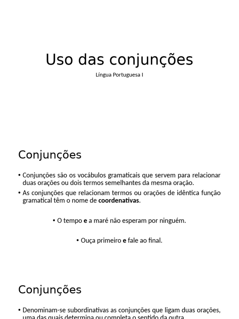 Conjunções na Língua Portuguesa | PDF | Sintaxe | Gramática