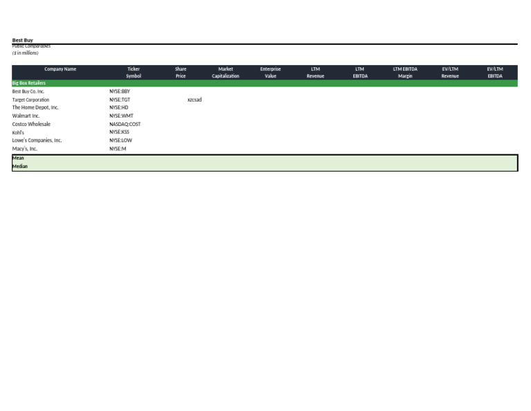 Trading Comps Template Pdf