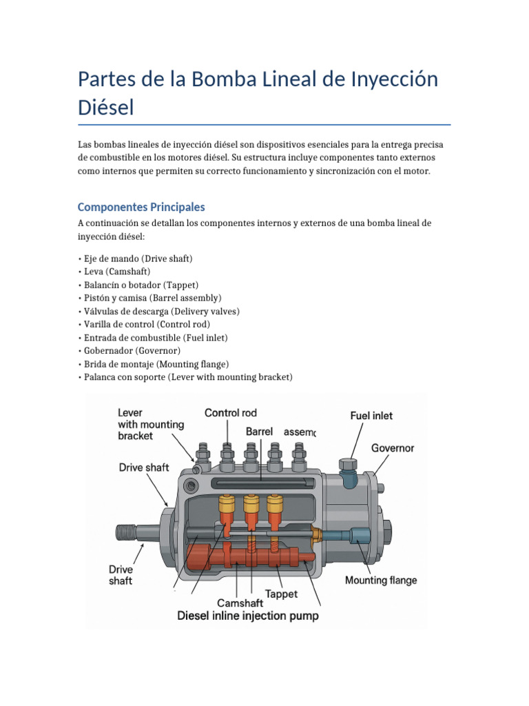Bomba Lineal Inyeccion Diesel FINAL | PDF | Inyección de combustible ...