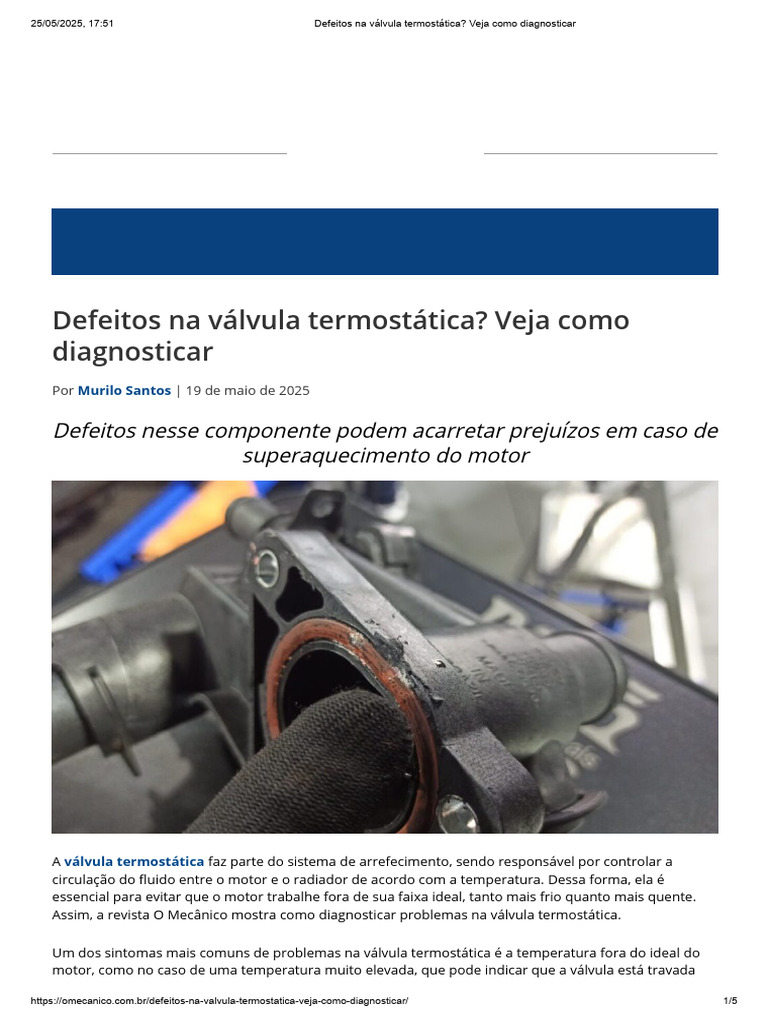 Defeitos Na Válvula Termostática - Veja Como Diagnosticar | PDF ...