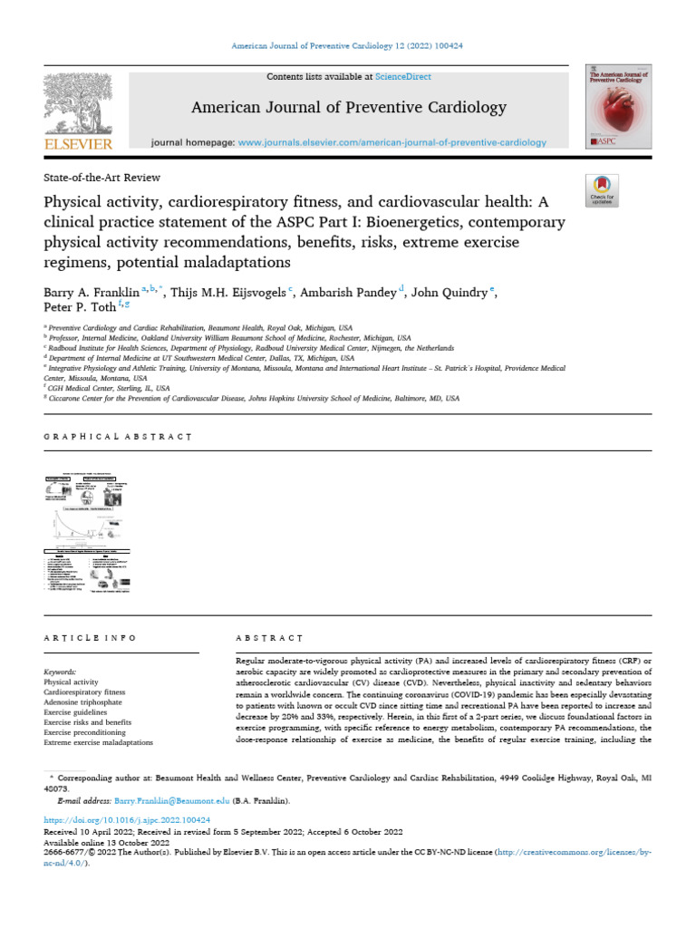 2022 Physical Activity, Cardiorespiratory Fitness, and Cardiovascular ...