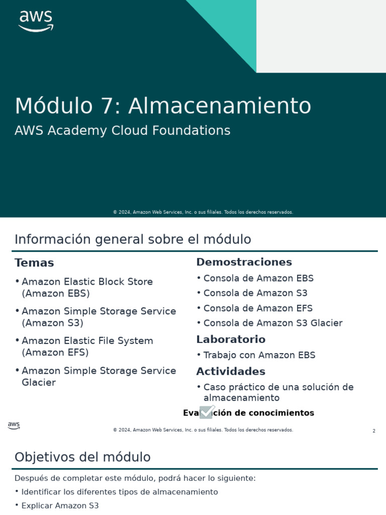 Almacenamiento en AWS: EBS, S3 y EFS | PDF | Servicios web de Amazon ...