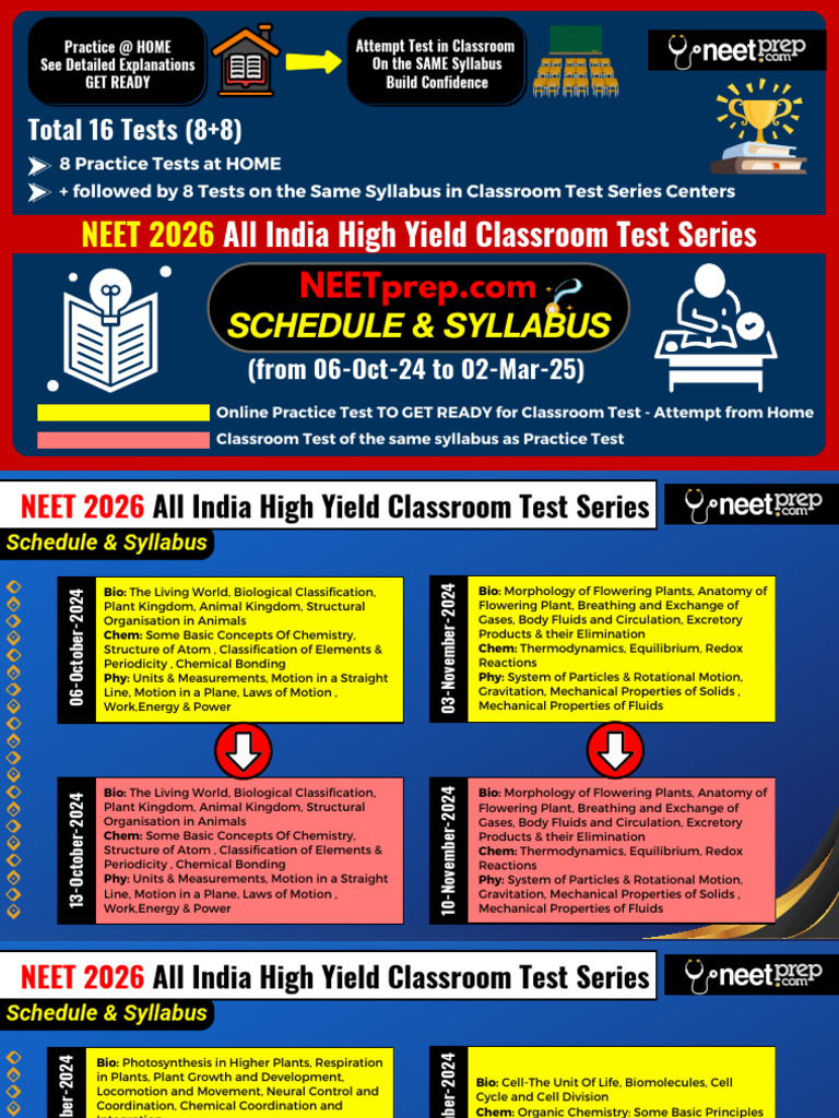 NEET 2026 Test Series Schedule & Syllabus | PDF | Chemistry | Chemical ...