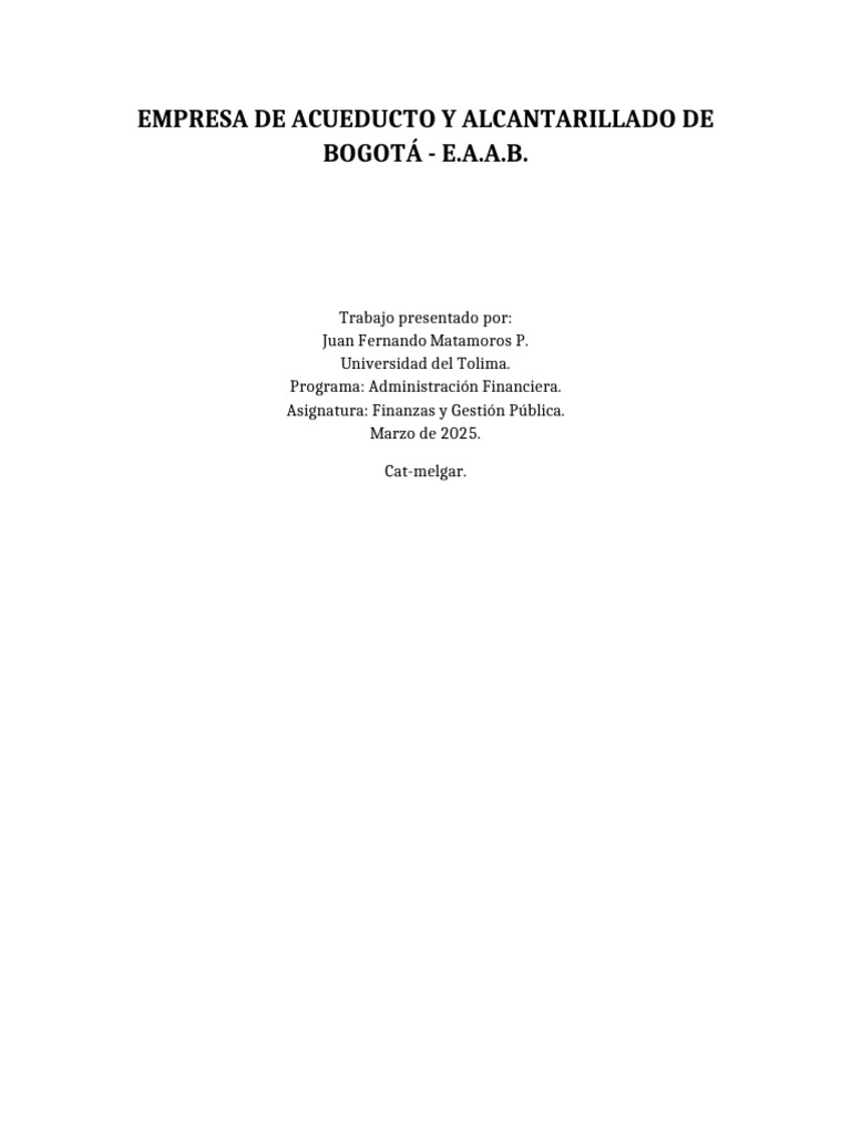 EAAB Informe Juan Matamoros | PDF | Sustentabilidad | Business