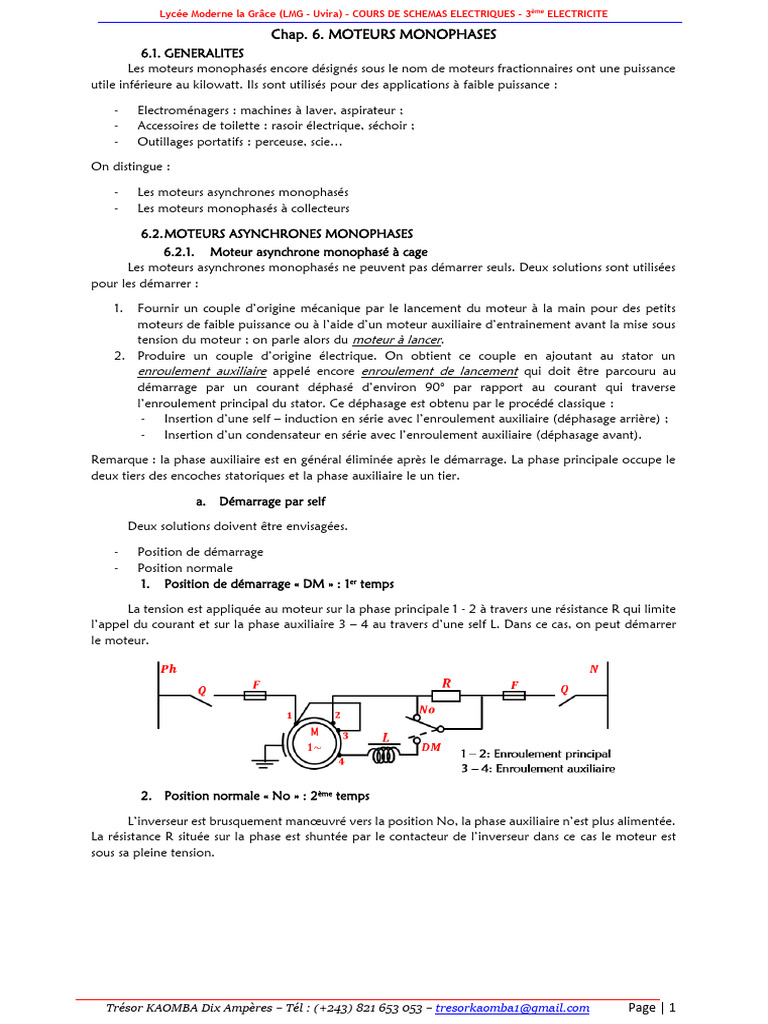 Schémas de moteurs monophasés PDF Composants électriques — free download