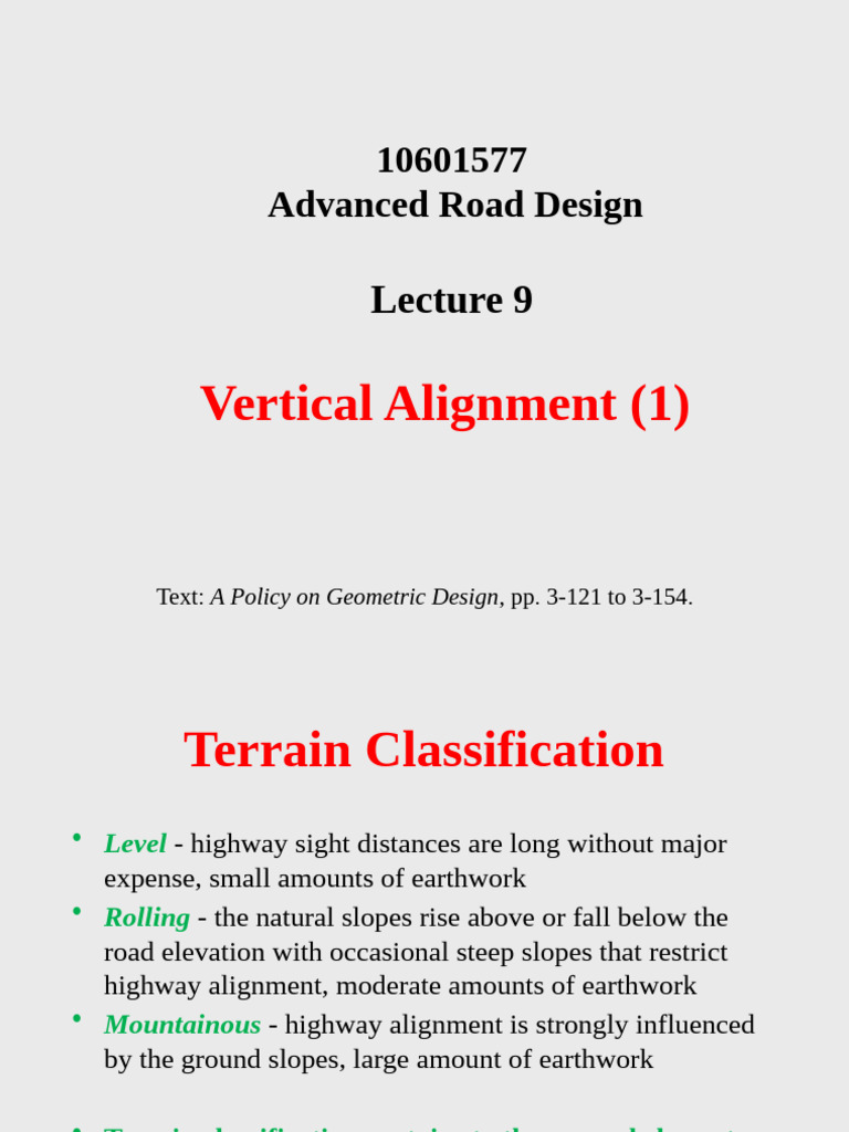 Vertical Alignment in Road Design | PDF | Lane | Highway