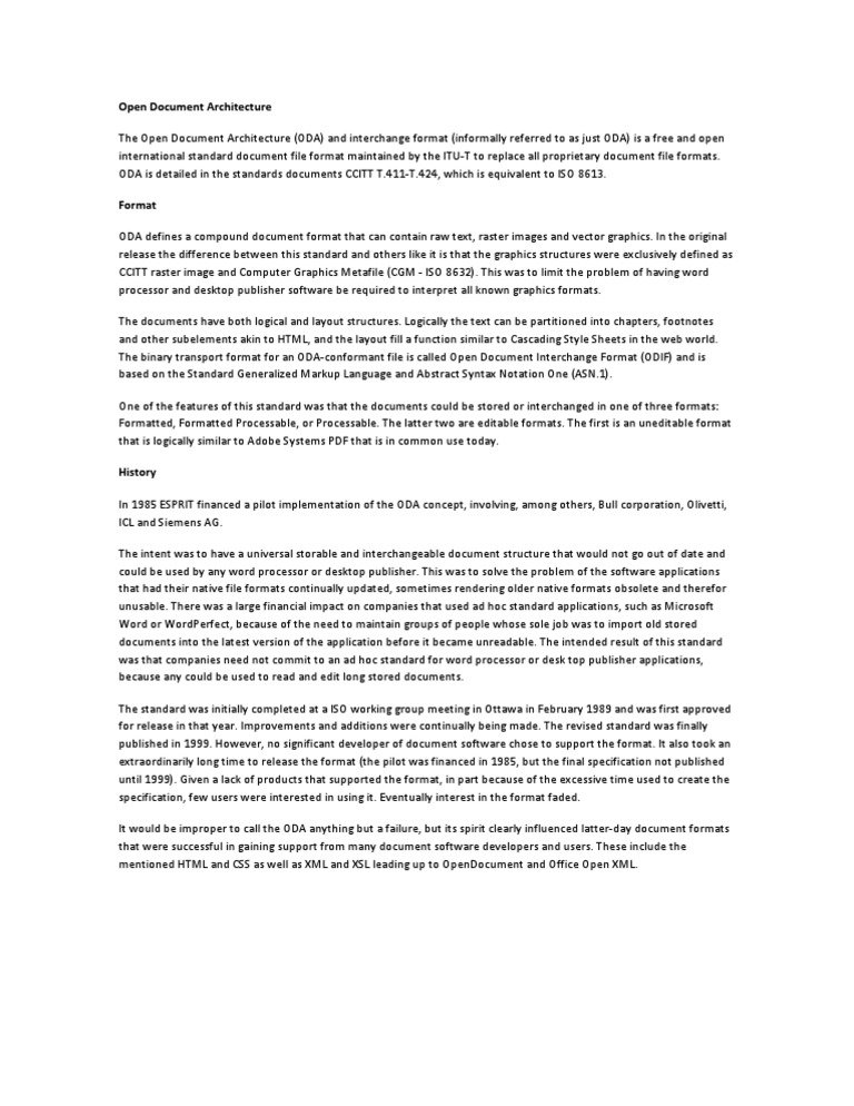 Open Document Architecture Overview | PDF | Computer File Formats ...