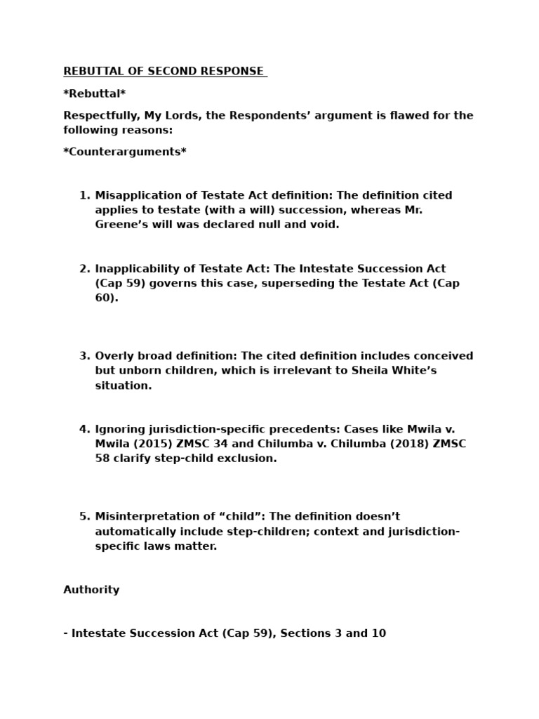 Rebuttal to Testate Act Misapplication | PDF