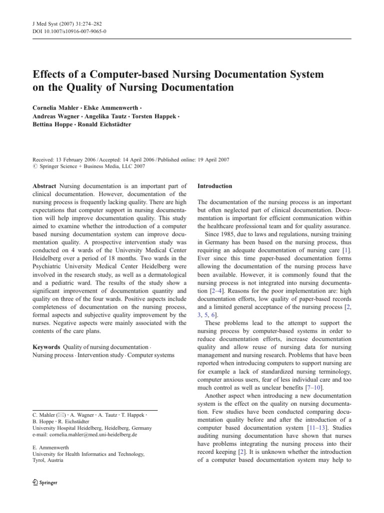 Impact of Computerized Nursing Documentation | PDF | Audit | Nursing
