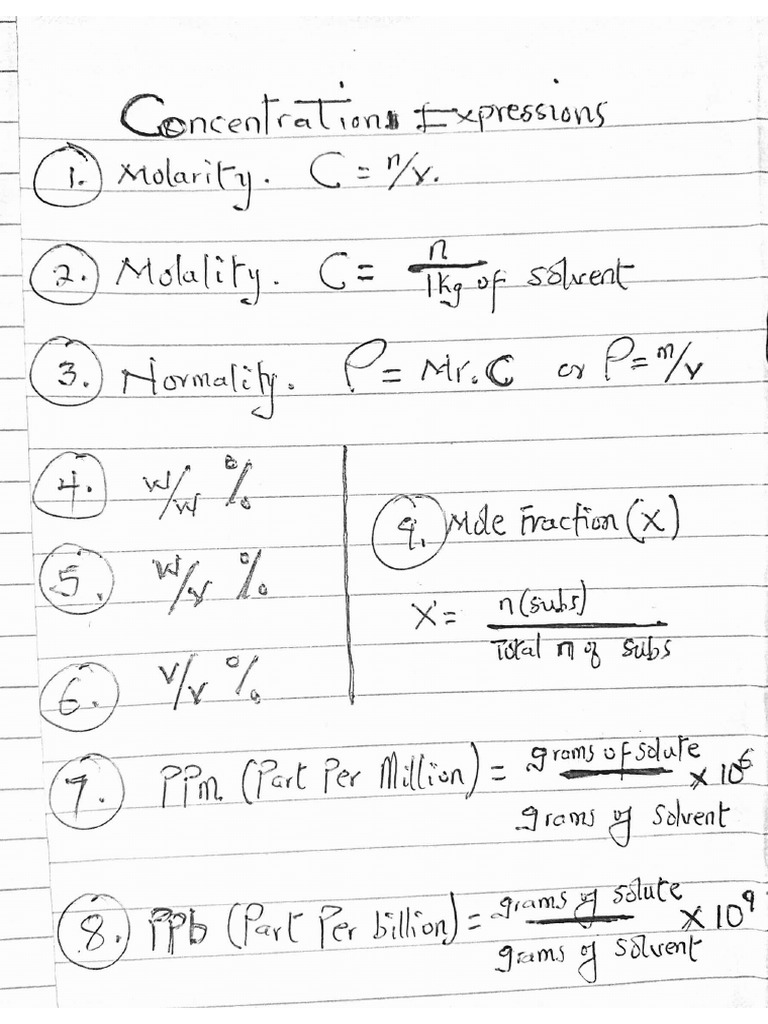 Concentration Expressions Notes | PDF