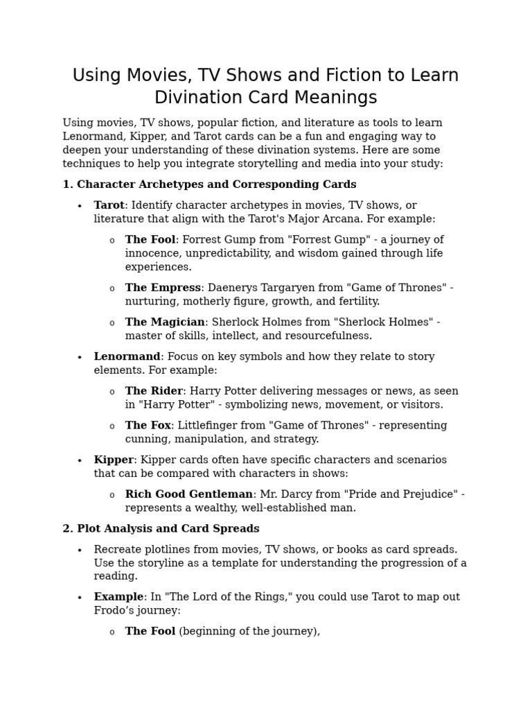 Using Media To Learn Divination Cards | PDF | Narrative | Major Arcana