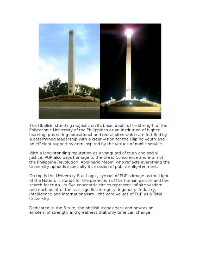 PUP Obelisk: Symbol of Core Values | PDF