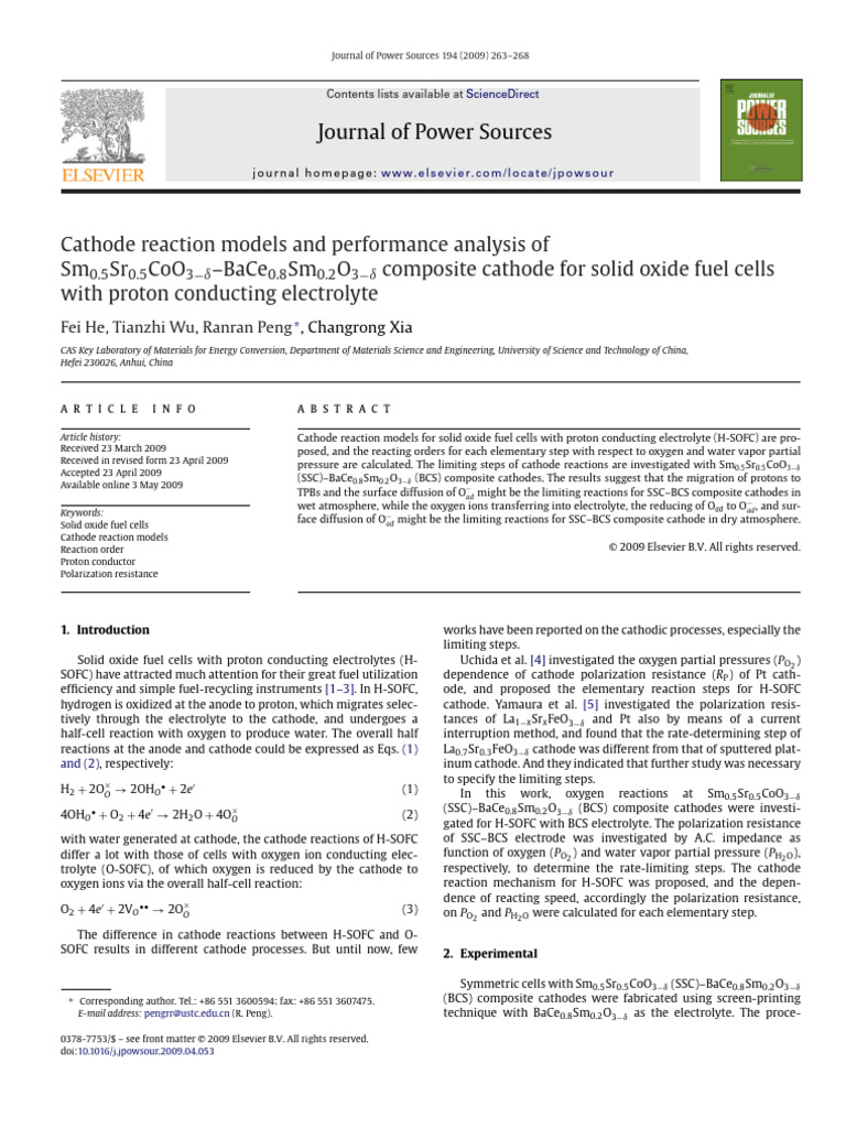 1 s2.0 S037877530900737X Main | PDF | Solid Oxide Fuel Cell | Fuel Cell