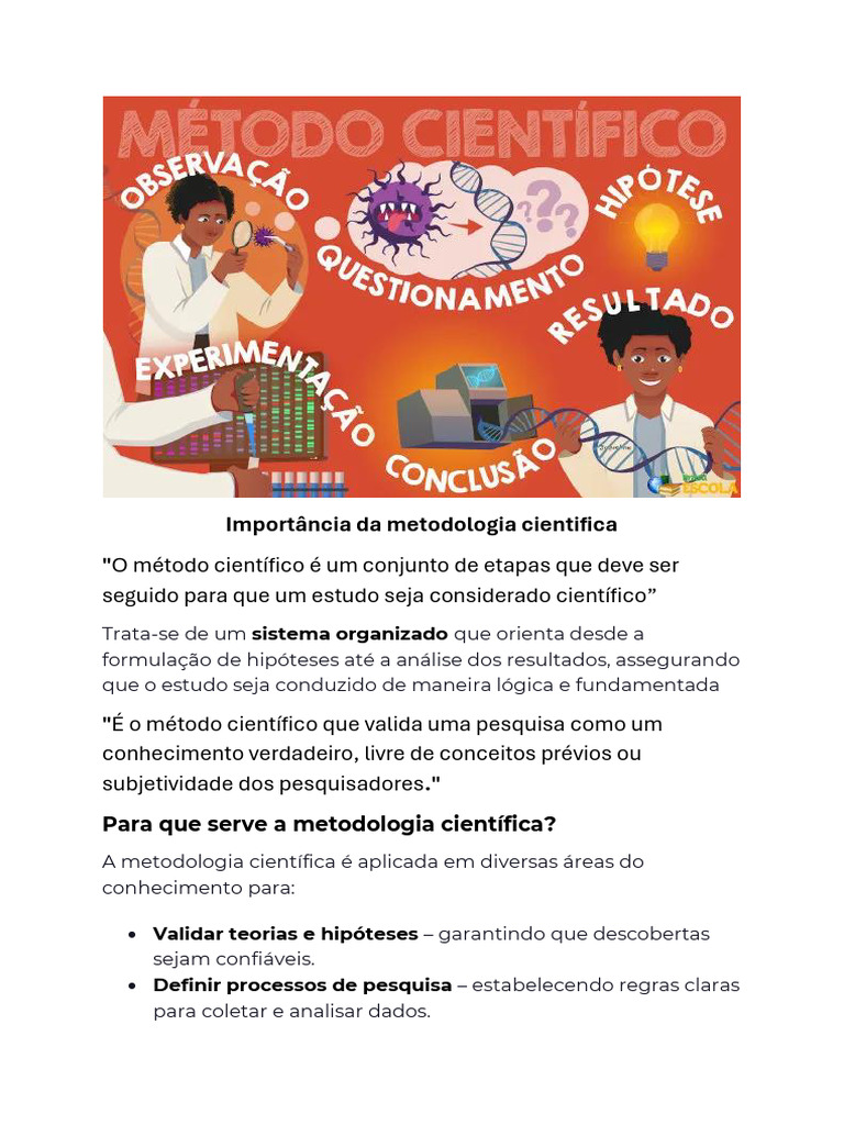Importância da Metodologia Científica | PDF | Método científico | Science