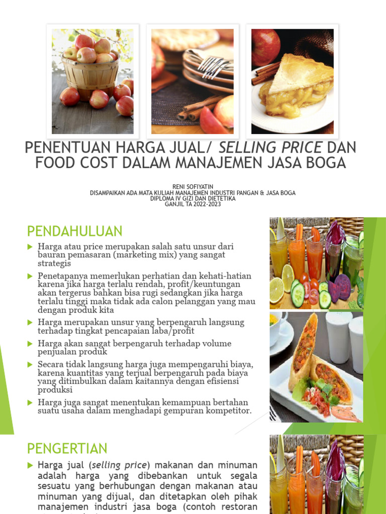 Penetapan Harga Jual dan Food Cost | PDF