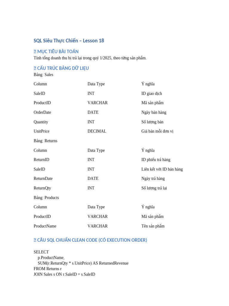 SQL Lesson 18 Sieu Thuc Chien | PDF