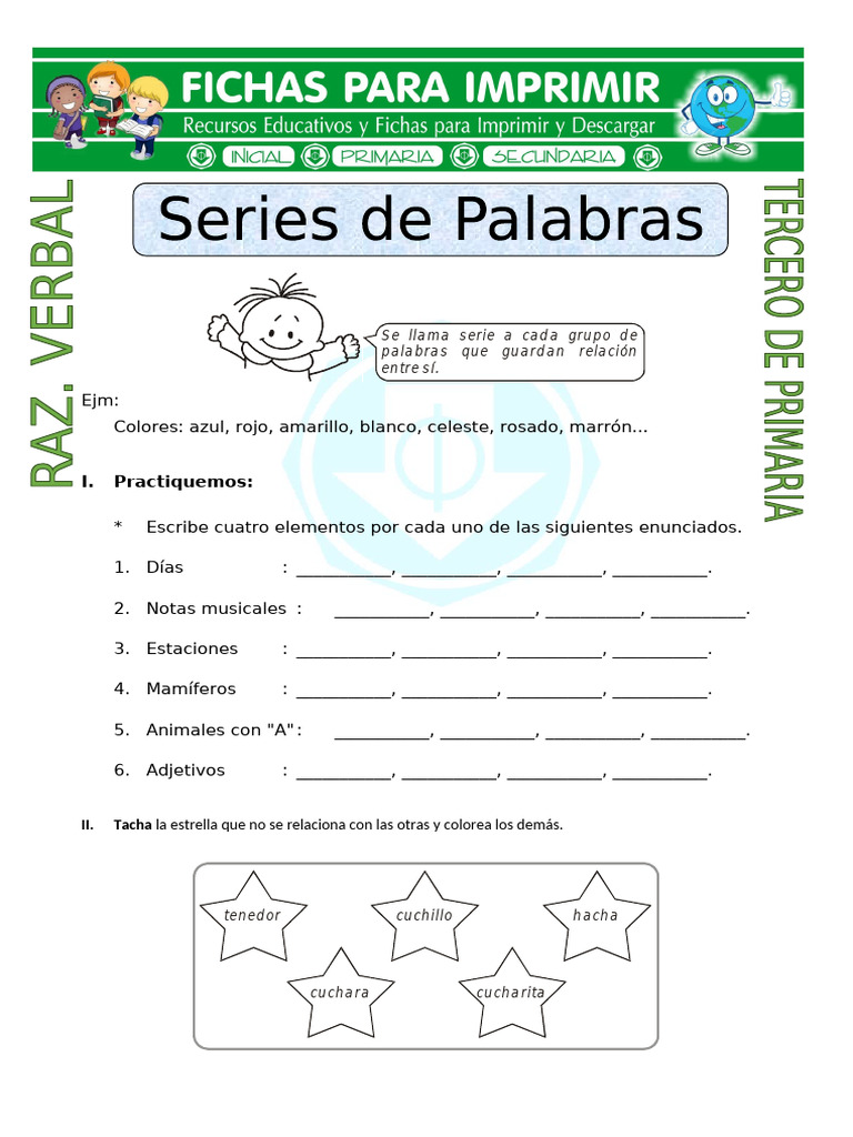 Ejercicios de Lengua para Tercer Grado | PDF