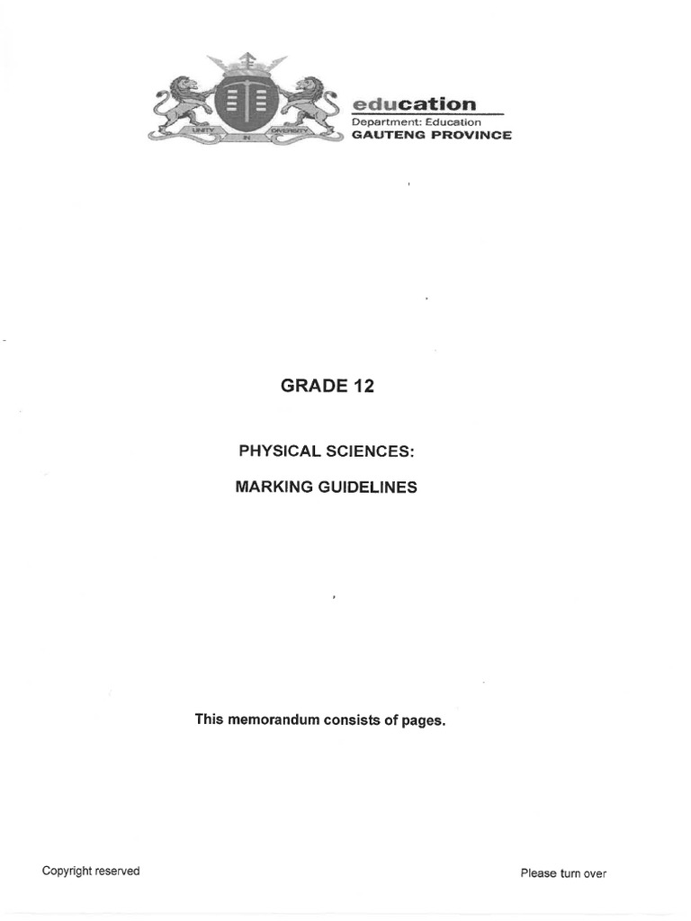 Ge Grade 12 Physical Sciences March 2025 Marking Guidelines | PDF