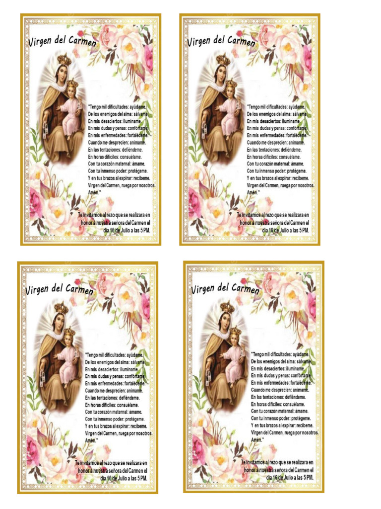 Oración A La Virgen Del Carmen | PDF | María, madre de Jesús | Oración