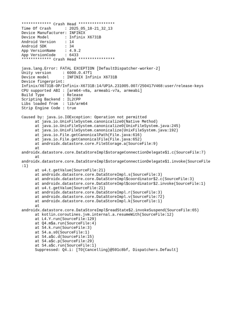 Unity Crash Report: 6000.0.47f1 | PDF