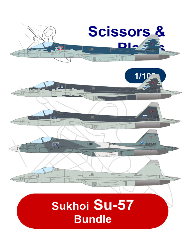 Sukhoi Su-57 Papercraft Model Guide | PDF