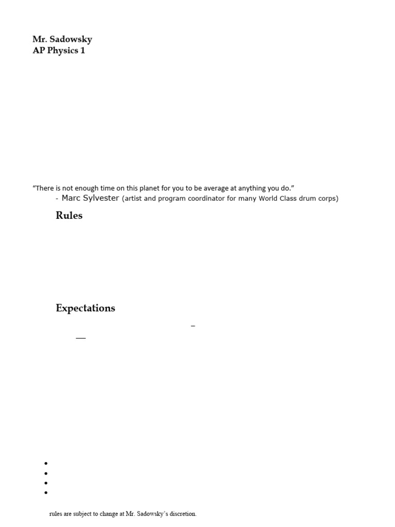 AP Physics 1 Course Guidelines and Rules | PDF | Multiple Choice