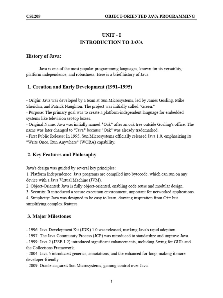 Introduction to Object-Oriented Java | PDF | Java (Programming Language ...