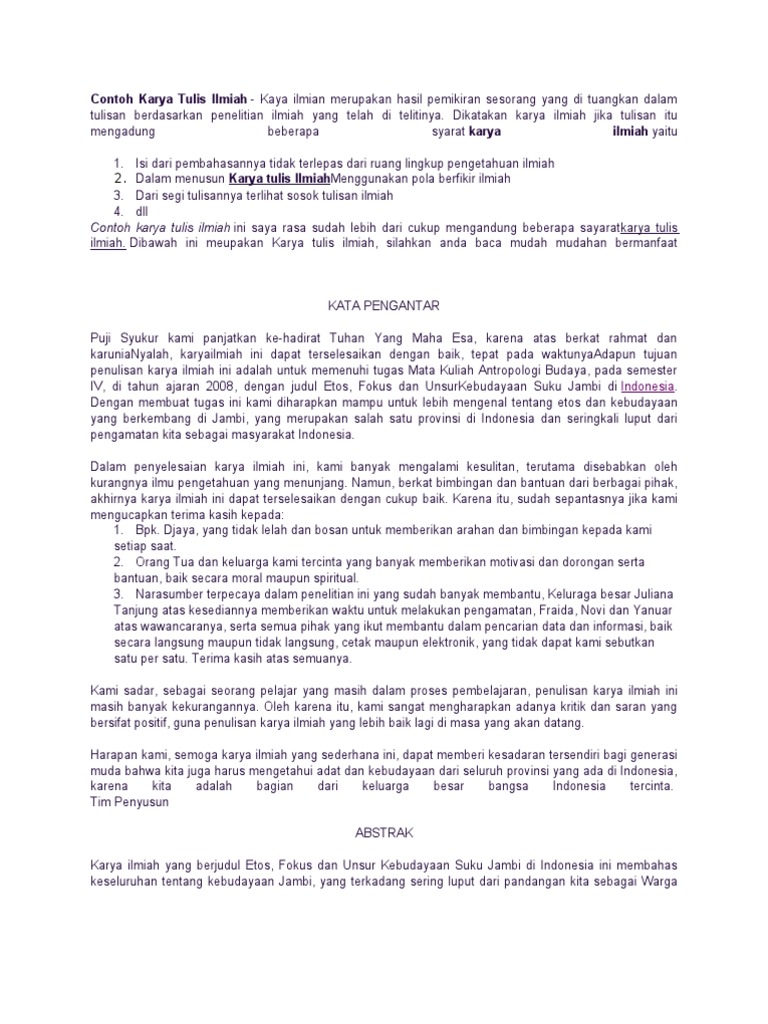 Contoh Karya Tulis Ilmiah