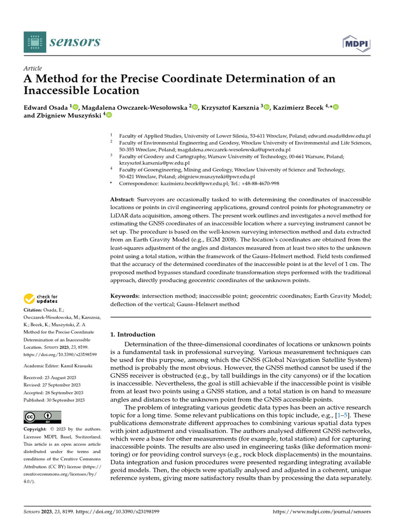 Precise Coordinate Method for Inaccessible Locations | PDF | Surveying ...