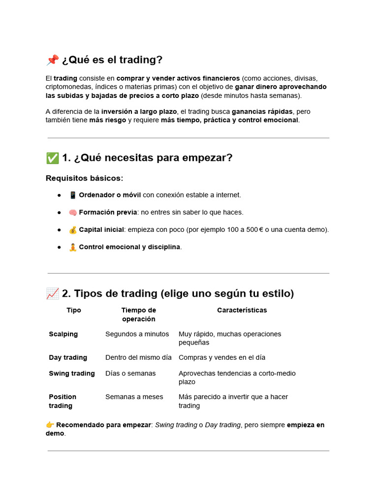 Guía para Iniciar en Trading Exitoso | PDF | Comerciante (Finanzas ...