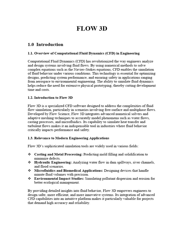 Flow 3D: Advanced CFD for Engineering | PDF | Computational Fluid ...