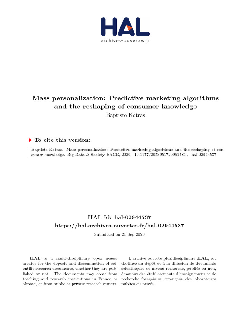 Mass Personalization Predictive Marketing Algorith | PDF | Dependent ...